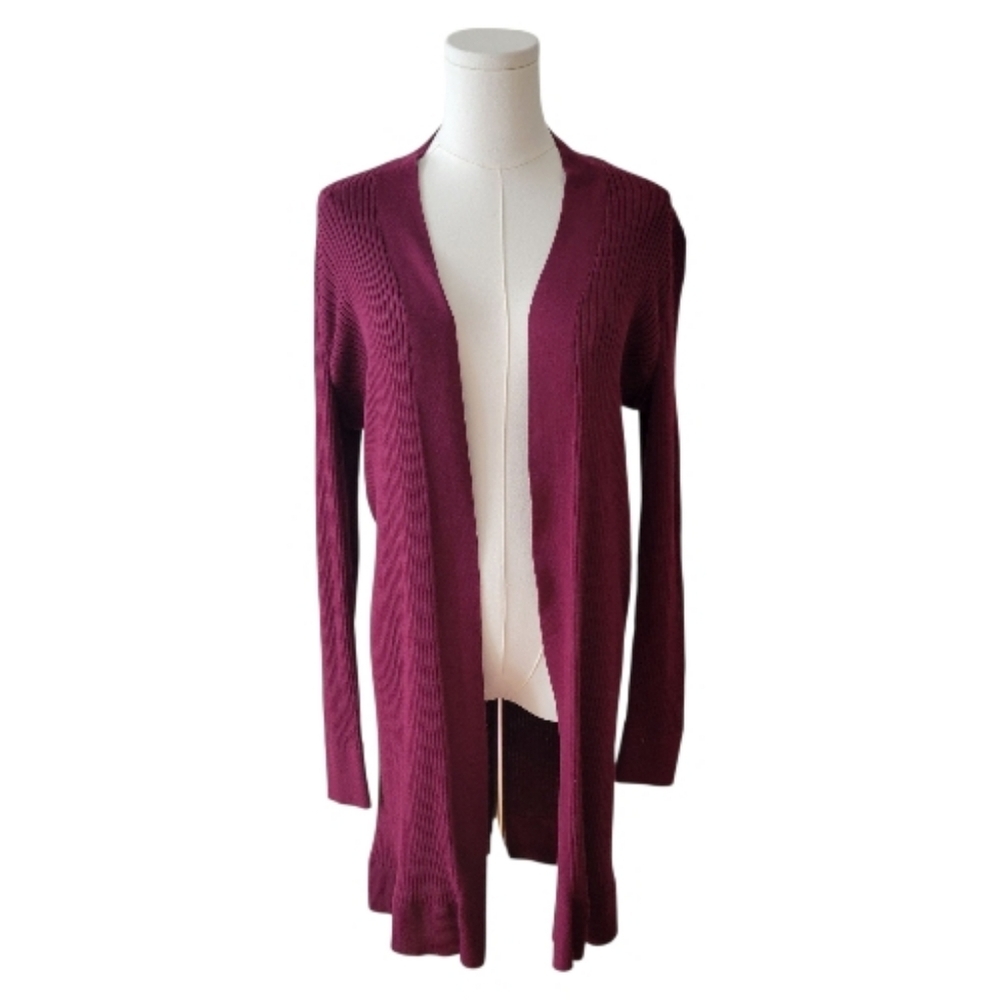 NWT‎ LOFT Wine Color Knit Open Cardigan Sweater Size Medium